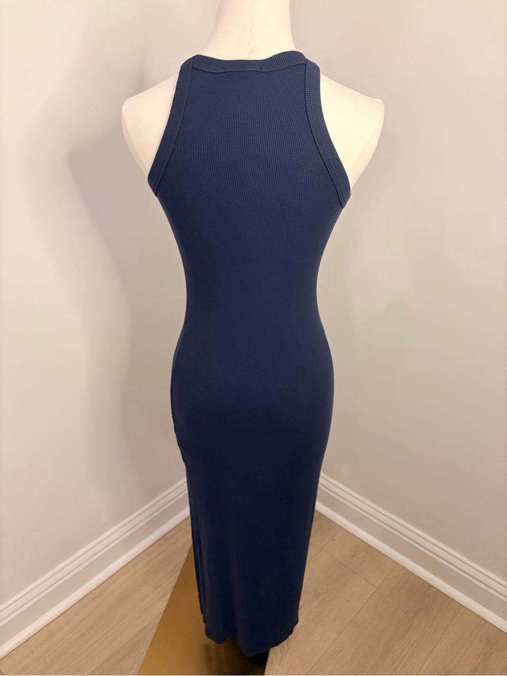 LNA Ribbed Skinny Racer Maxi Dress In Navy Size XS - Picture 4 of 10